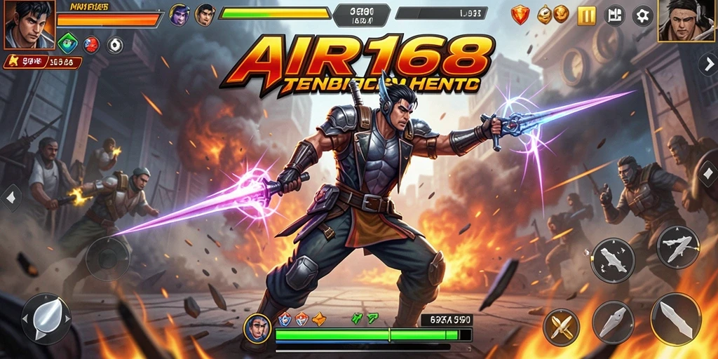 Gameplay Action AIR168 dengan pertarungan mendebarkan.