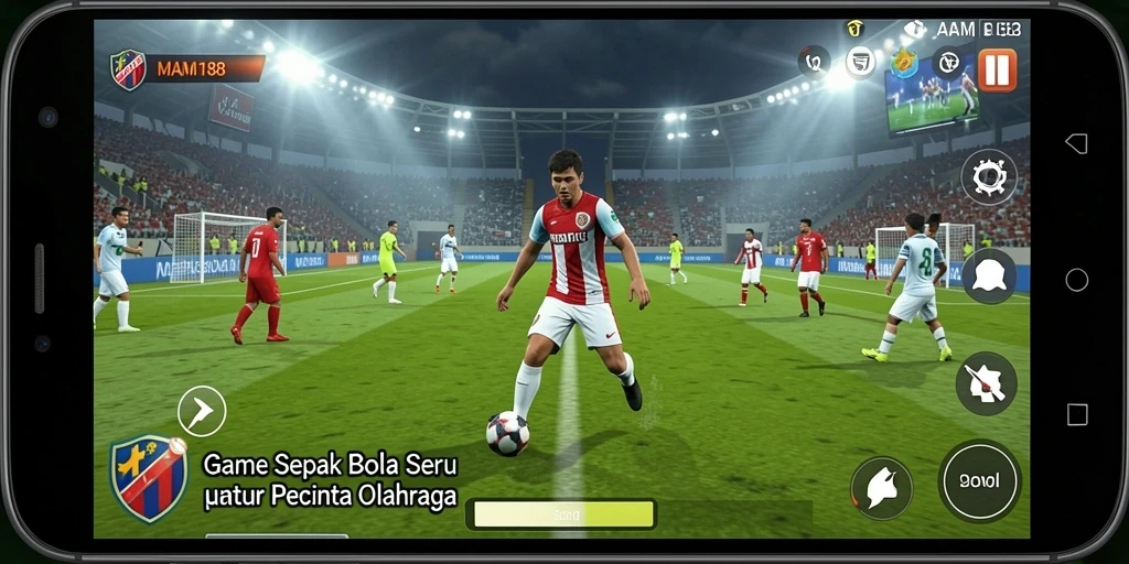 Screenshot gameplay MAMI188 dengan aksi sepak bola yang mendebarkan.