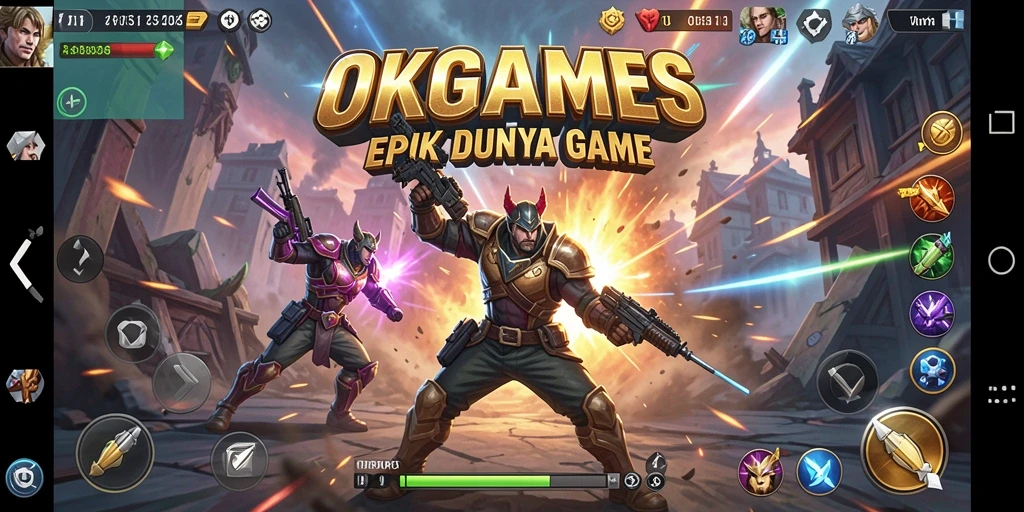 Gameplay pertarungan intens di OKGAMES dengan karakter unik.