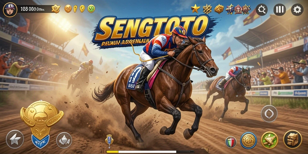 Tampilan gameplay SENGTOTO dengan mobil balap yang melaju kencang.