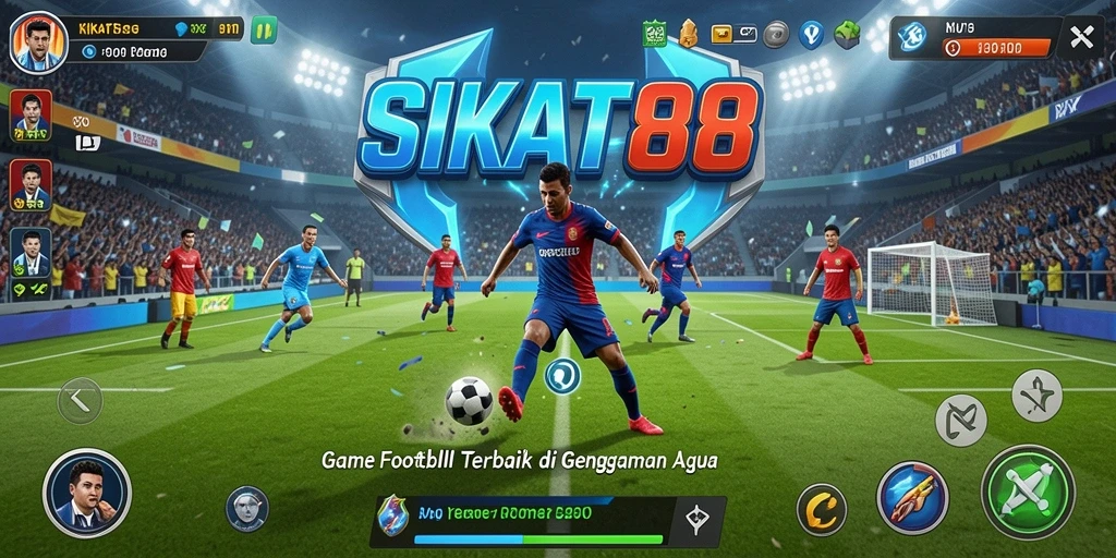 Screenshot gameplay SIKAT88 yang menampilkan aksi sepak bola seru.