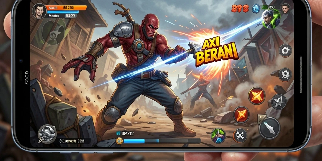 Screenshot utama SP212 menampilkan aksi pertarungan yang mendebarkan.