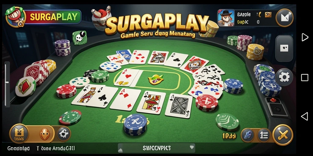 Tampilan gameplay SURGAPLAY yang seru dan interaktif dalam permainan Gaple.