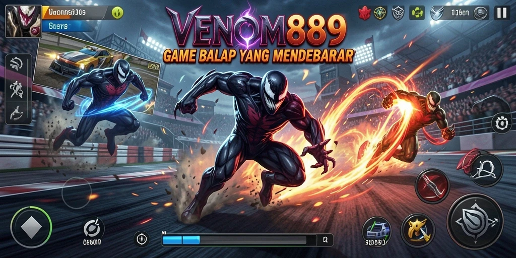 Screenshot permainan balap yang mendebarkan di VENOM889.